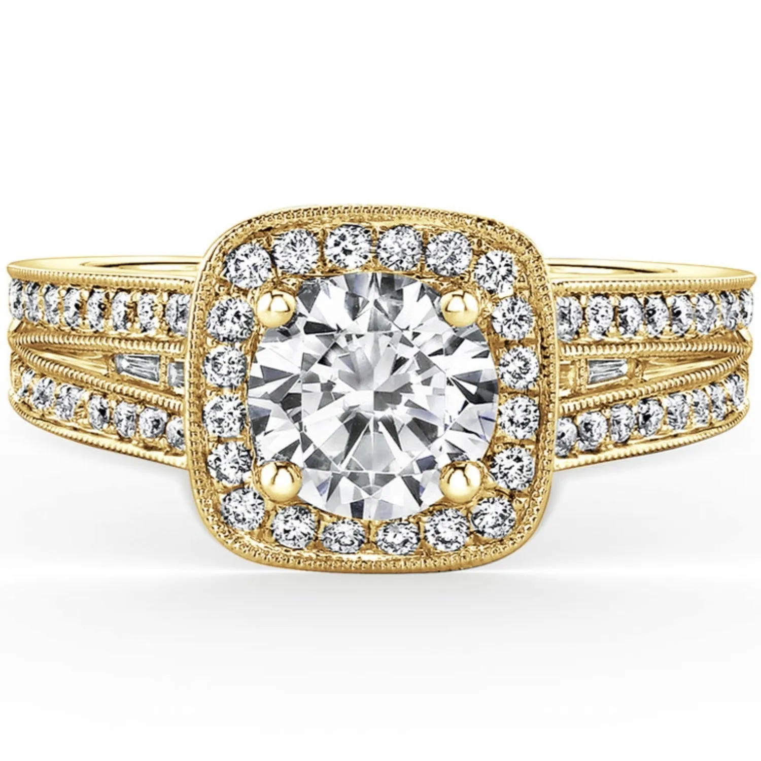 Kirk Kara "Carmella" Cushion Halo Vintage Style Diamond Engagement Ring