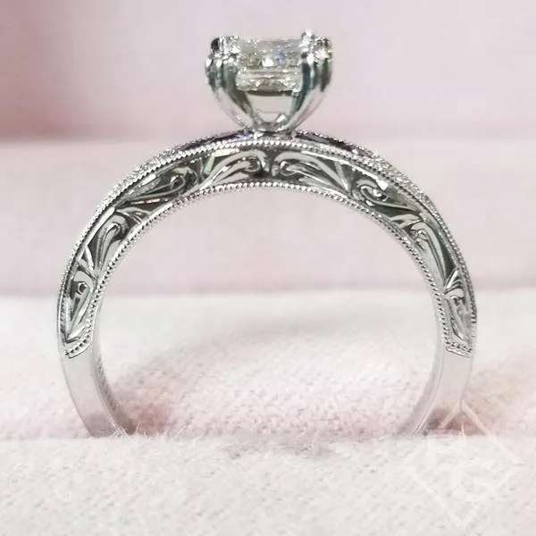 Kirk Kara "Charlotte" Princess Cut Purple Amethyst Diamond Engagement Ring