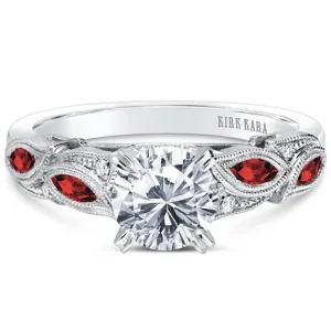 Kirk Kara "Dahlia" Marquise Cut Leaf Red Ruby Engagement Ring