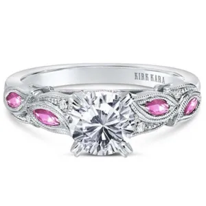 Kirk Kara "Dahlia" Marquise Cut Pink Sapphire Diamond Engagement Ring