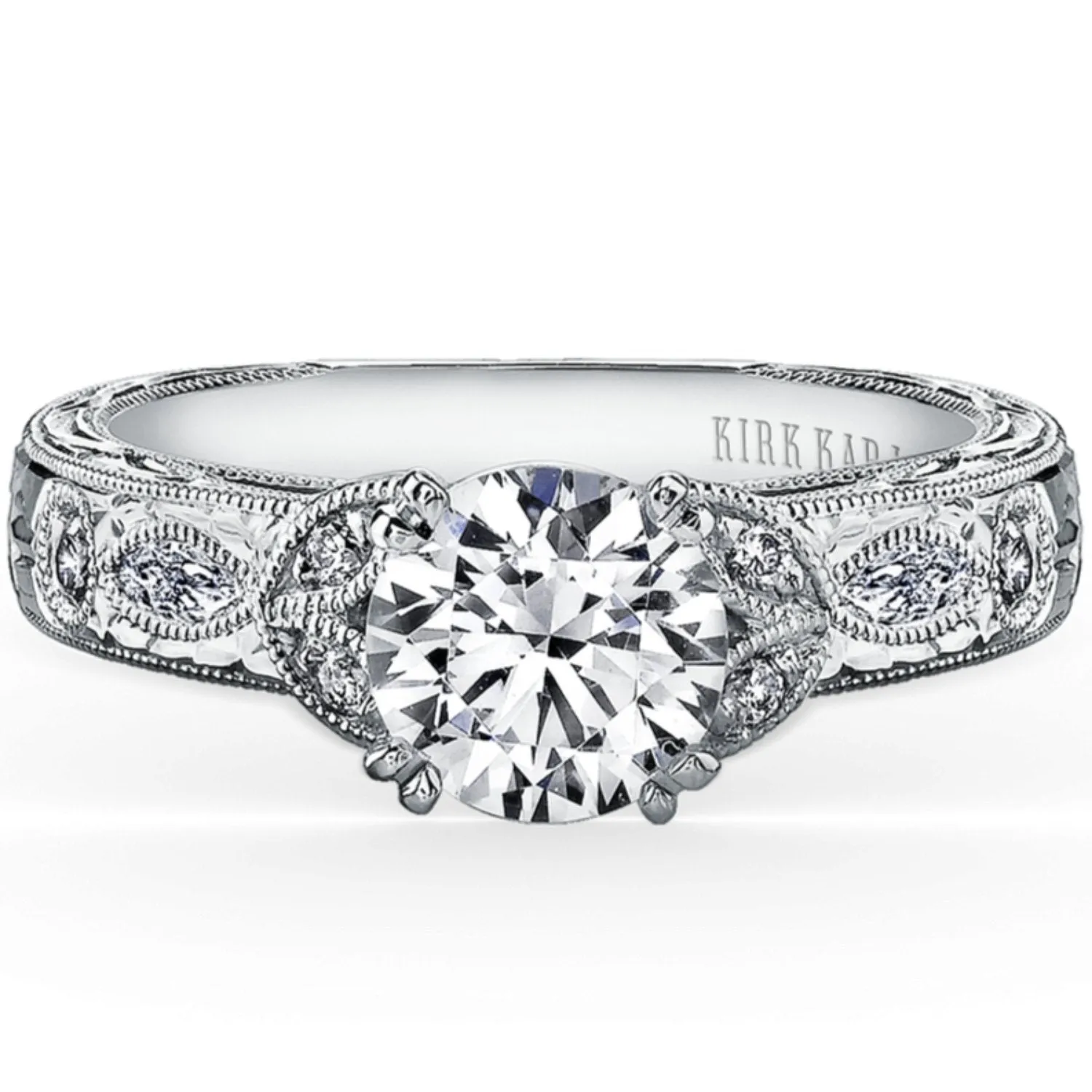Kirk Kara "Dahlia" Marquise Side Stone Diamond Engagement Ring