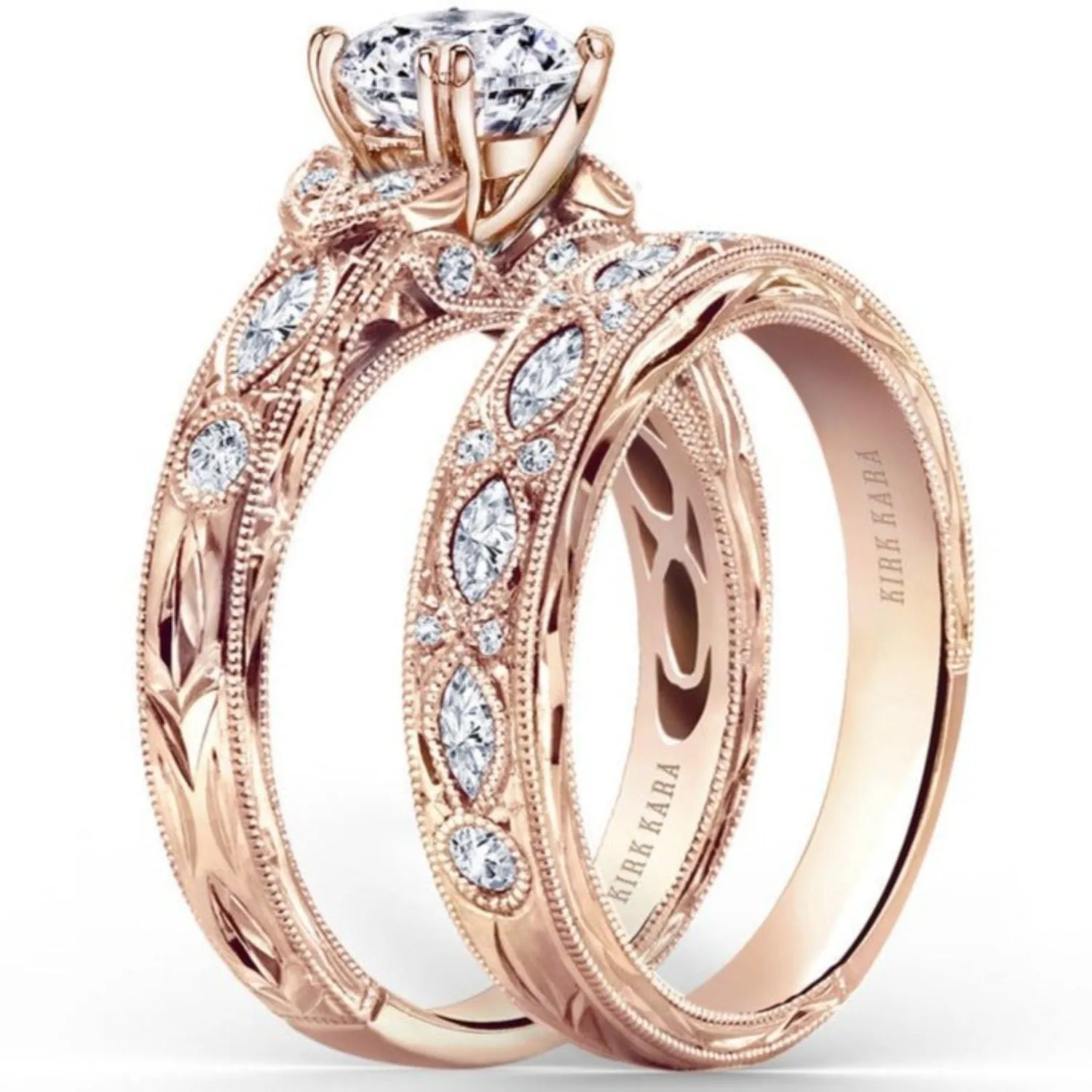 Kirk Kara "Dahlia" Marquise Side Stone Diamond Engagement Ring