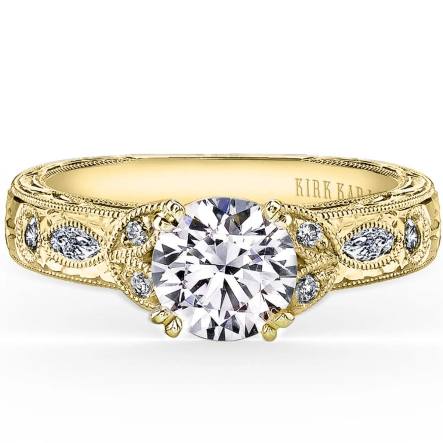 Kirk Kara "Dahlia" Marquise Side Stone Diamond Engagement Ring