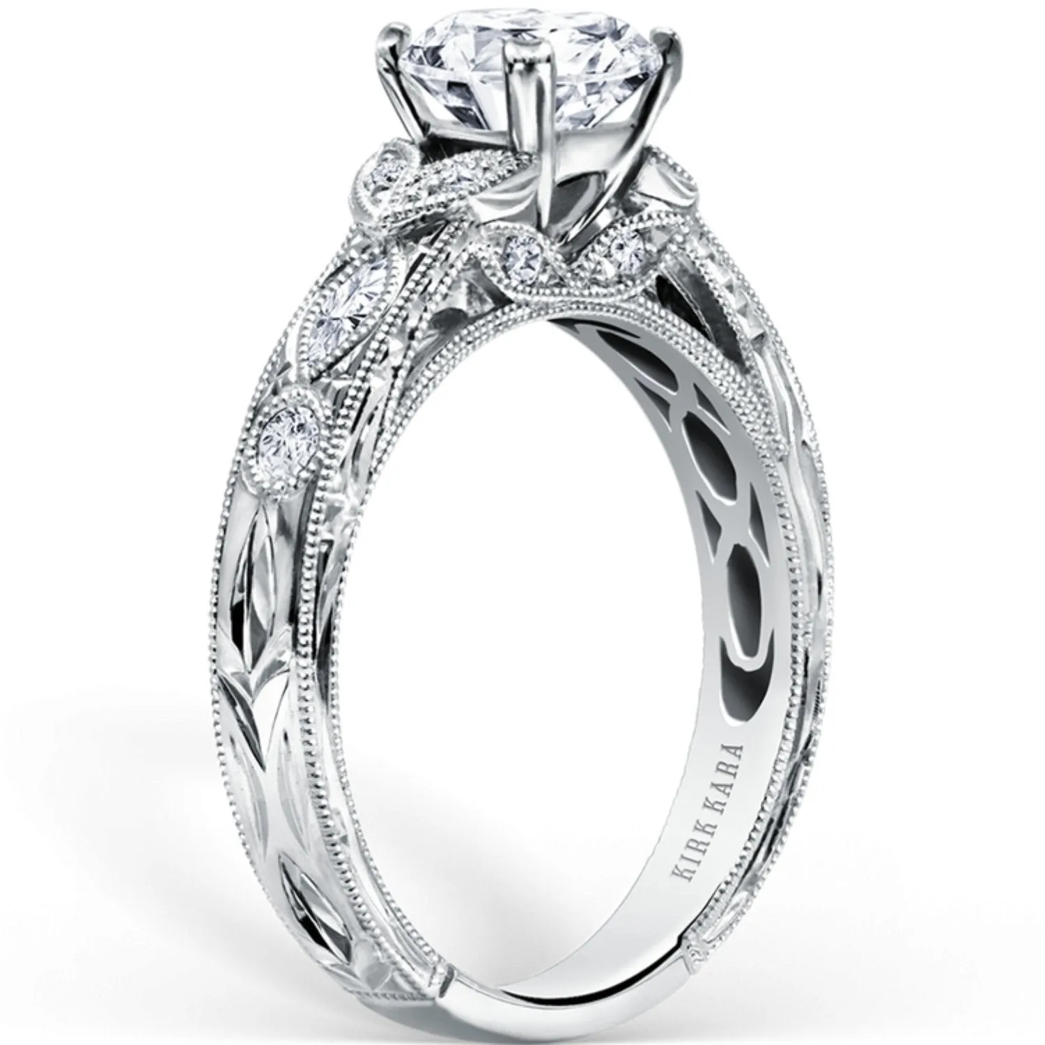 Kirk Kara "Dahlia" Marquise Side Stone Diamond Engagement Ring