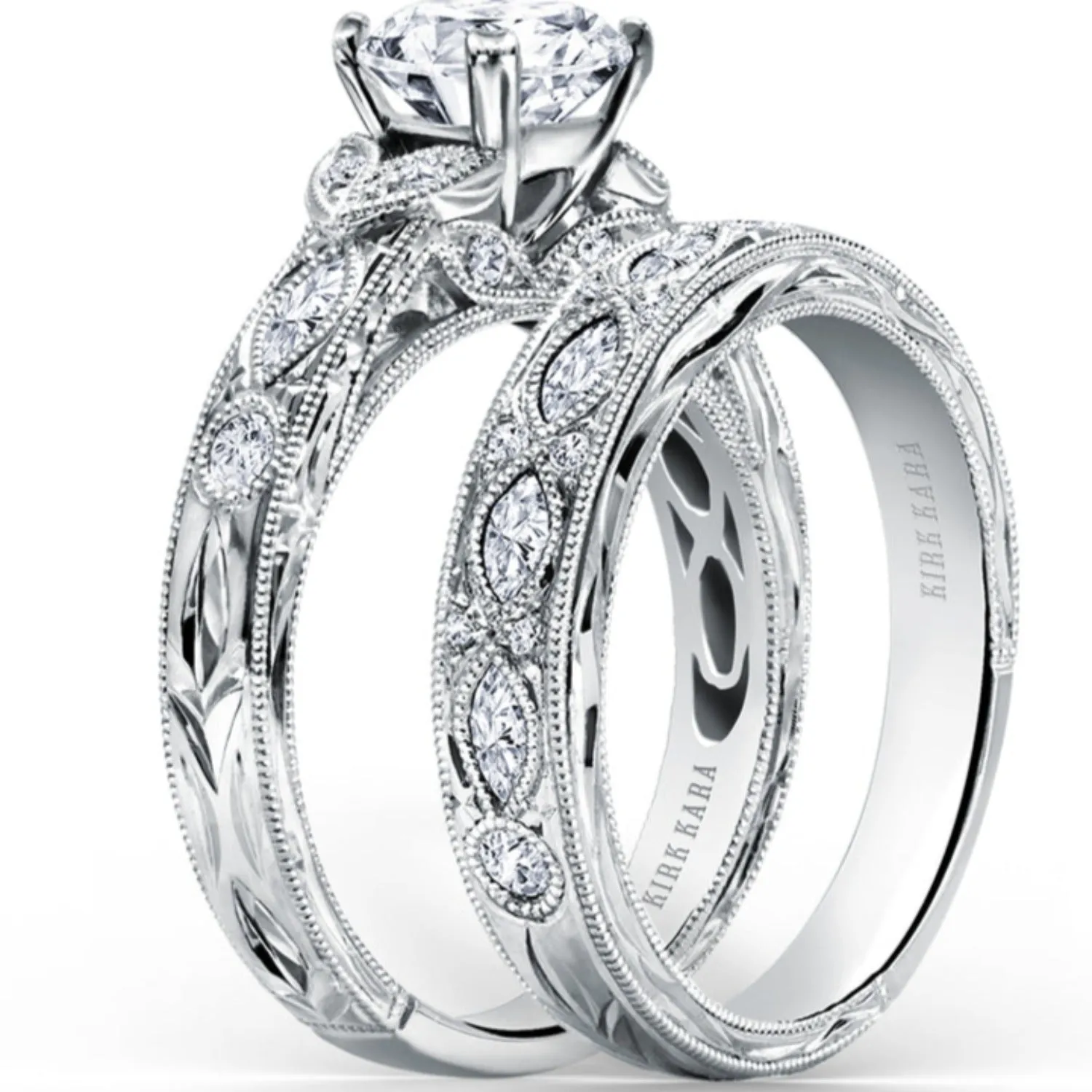 Kirk Kara "Dahlia" Marquise Side Stone Diamond Engagement Ring