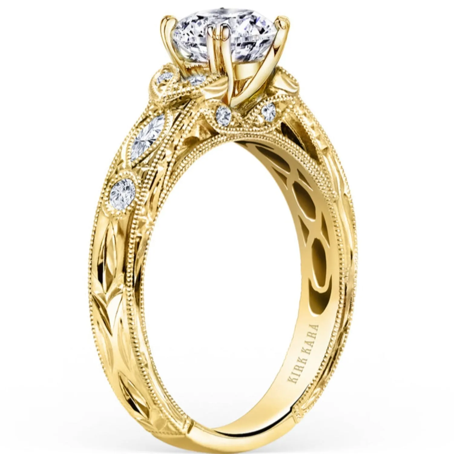 Kirk Kara "Dahlia" Marquise Side Stone Diamond Engagement Ring