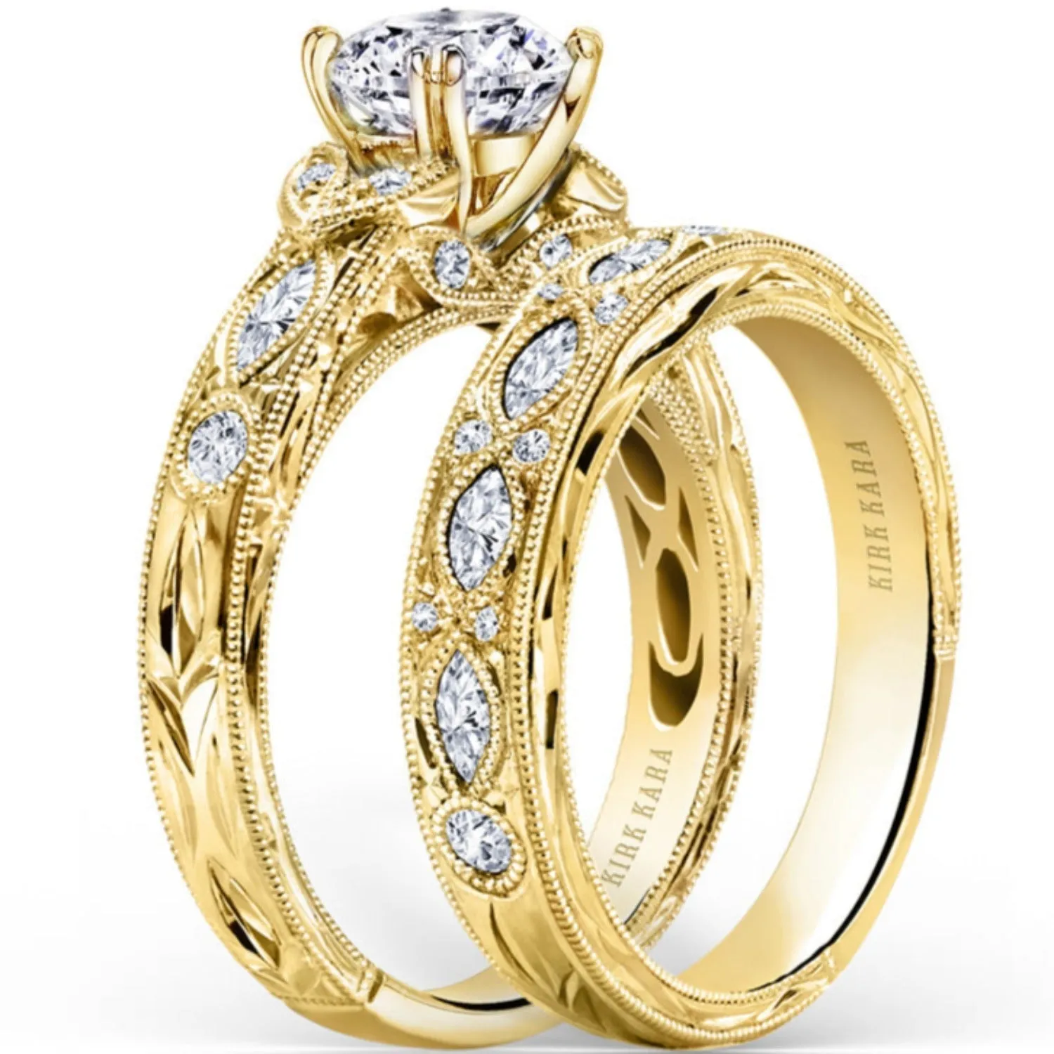 Kirk Kara "Dahlia" Marquise Side Stone Diamond Engagement Ring