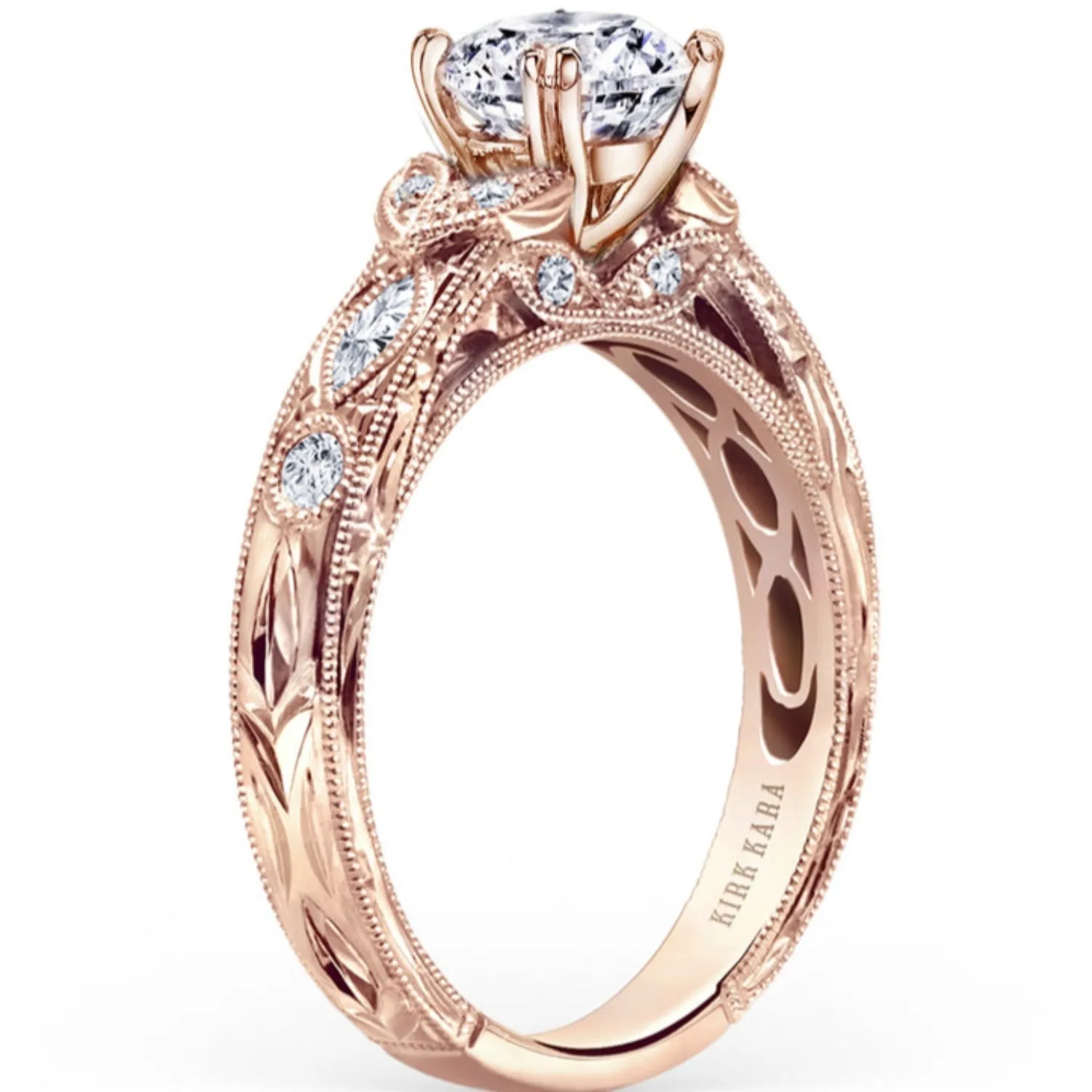 Kirk Kara "Dahlia" Marquise Side Stone Diamond Engagement Ring