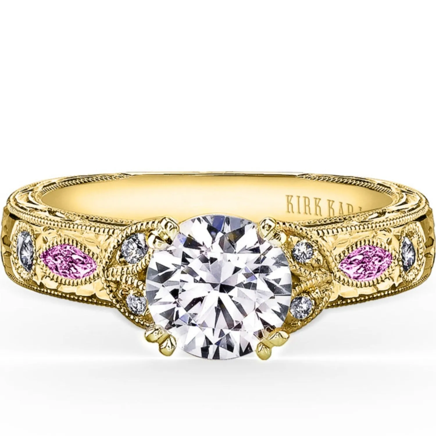 Kirk Kara "Dahlia" Pink Sapphire Marquise Cut Diamond Engagement Ring