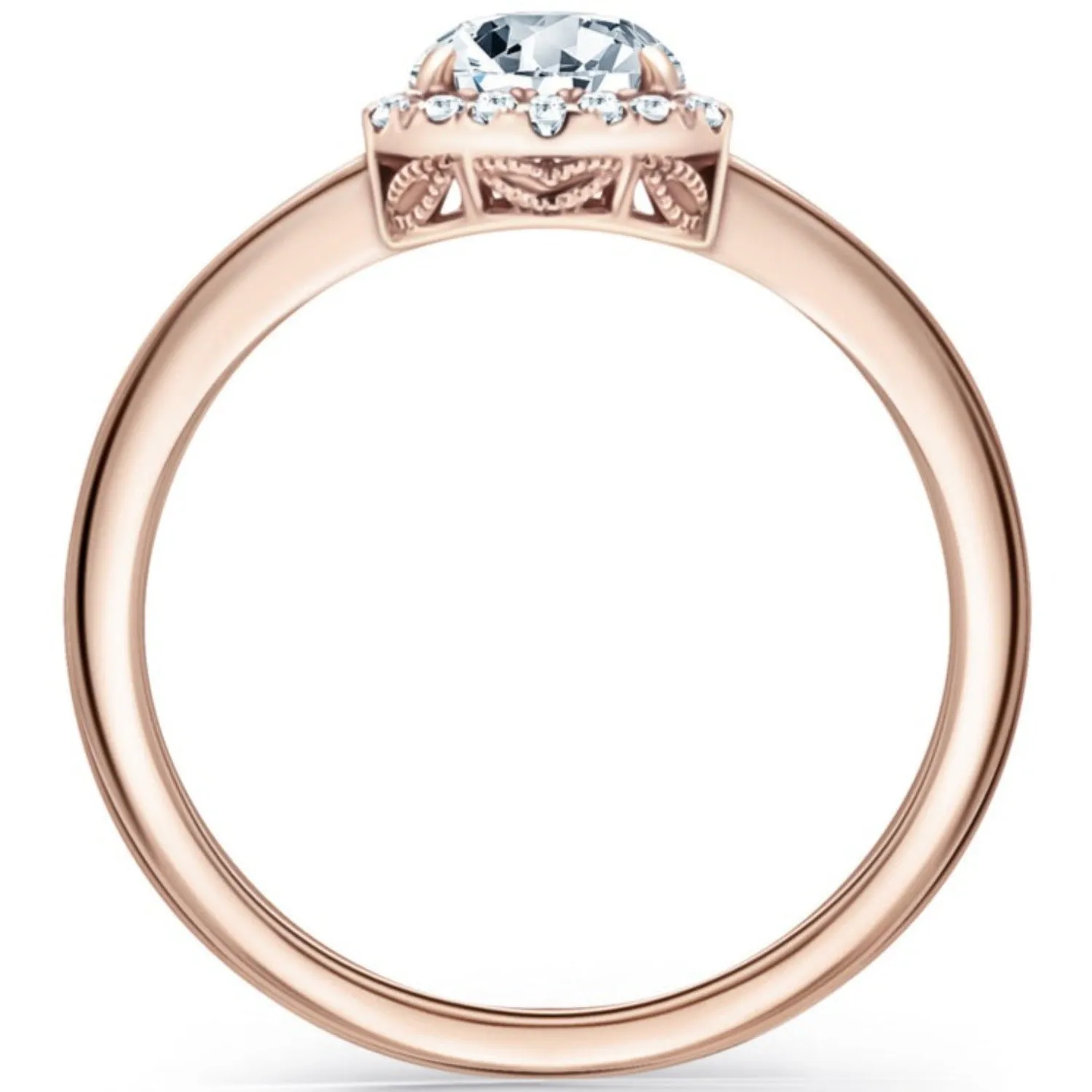 Kirk Kara "Dahlia" Rose Cut Soft Petal Halo Diamond Engagement Ring