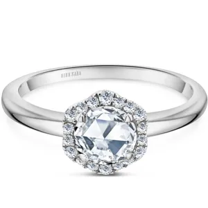 Kirk Kara "Dahlia" Rose Cut Soft Petal Halo Diamond Engagement Ring