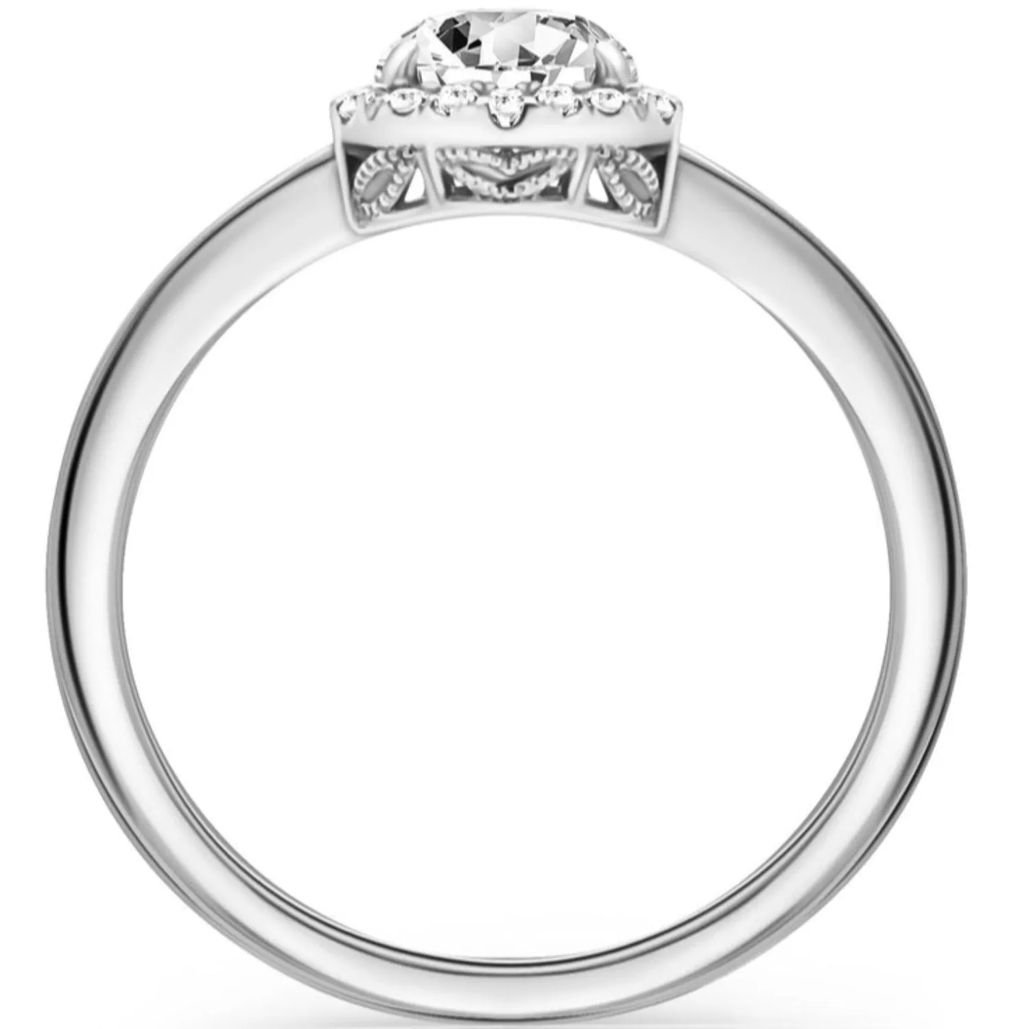 Kirk Kara "Dahlia" Rose Cut Soft Petal Halo Diamond Engagement Ring