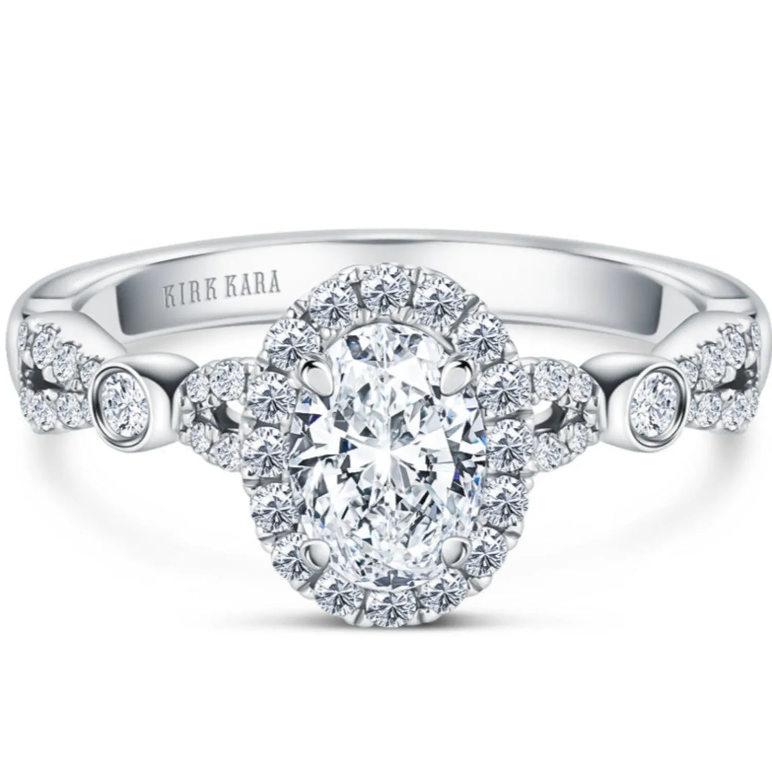 Kirk Kara "Lori" Oval Cut Hidden Halo Diamond Engagement Ring