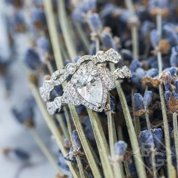 Kirk Kara "Lori" Pear Cut Halo Diamond Engagement Ring