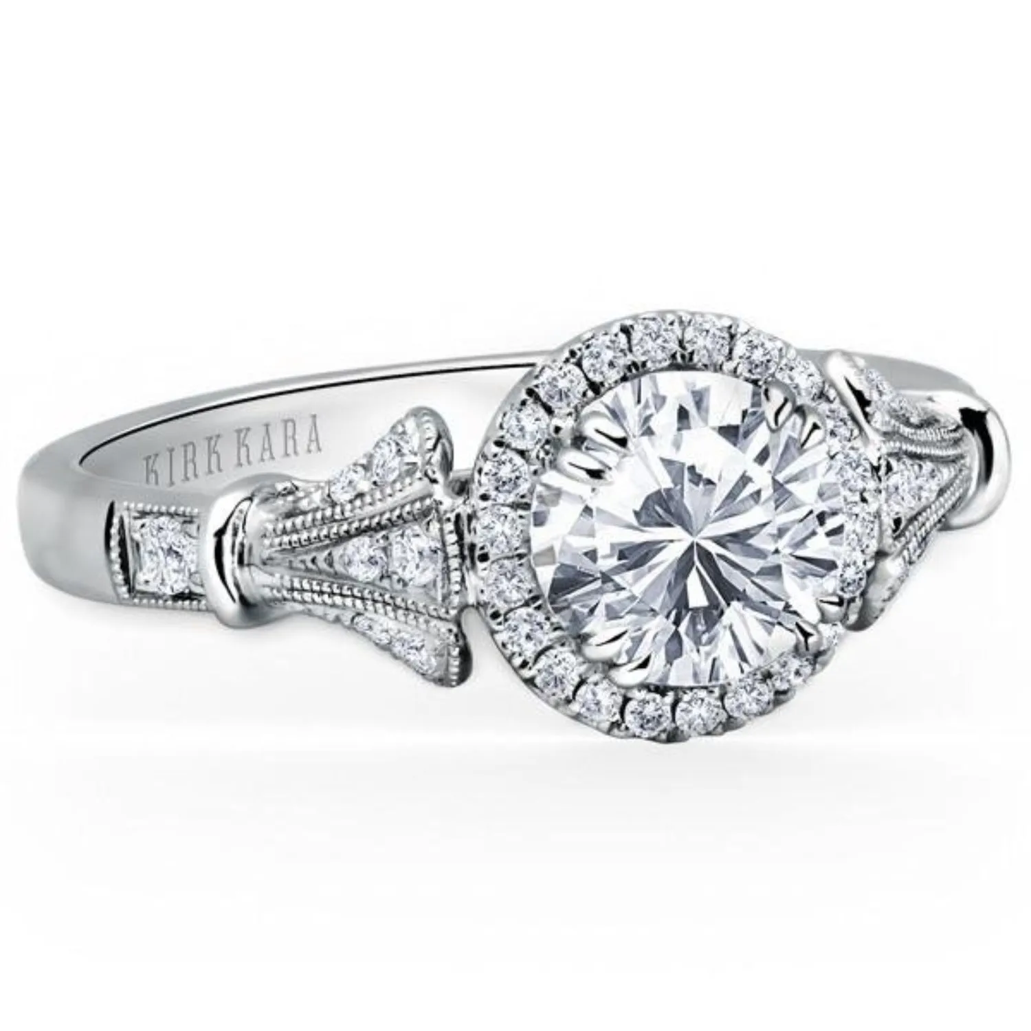 Kirk Kara "Lori" Round Cut Diamond Halo Engagement Ring