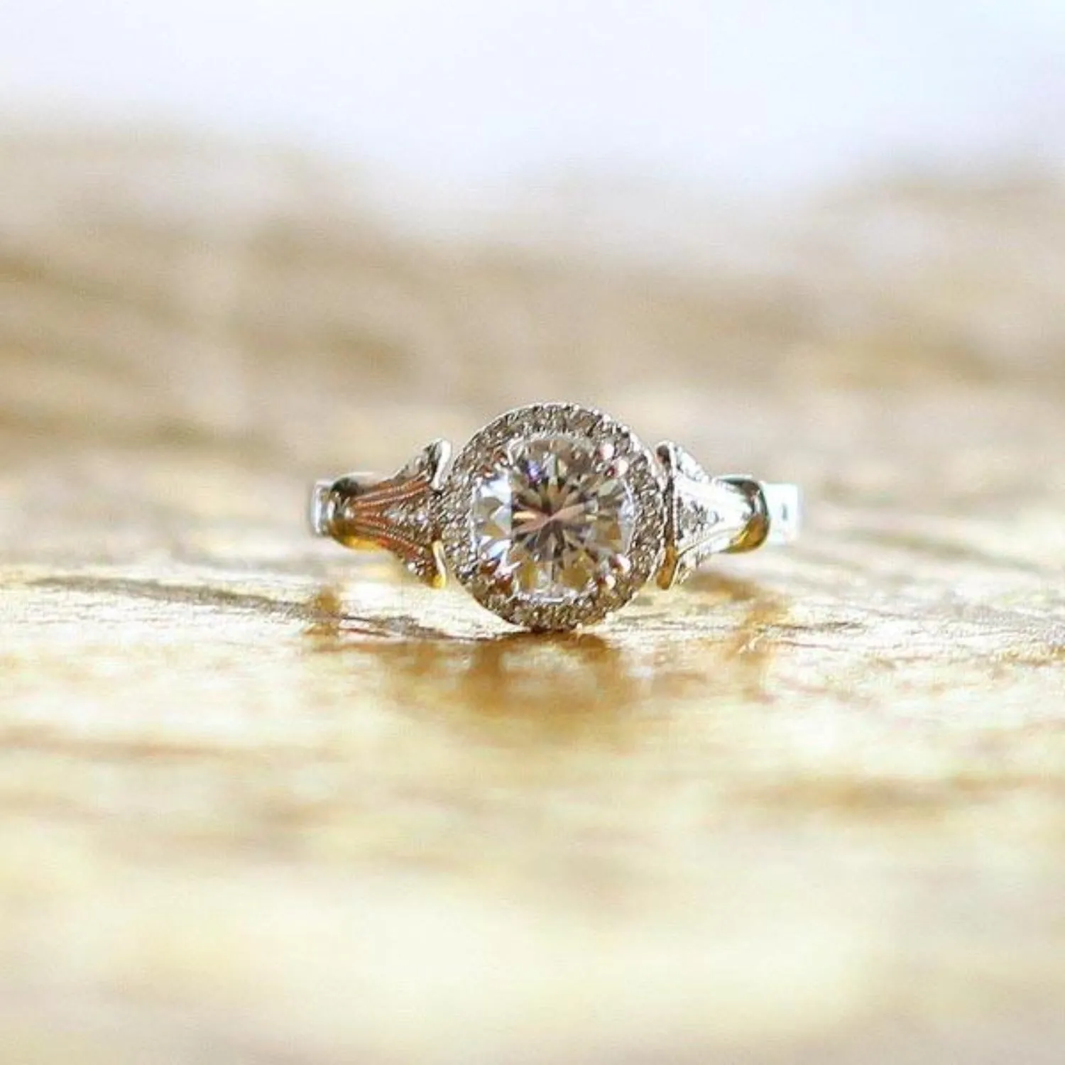 Kirk Kara "Lori" Round Cut Diamond Halo Engagement Ring