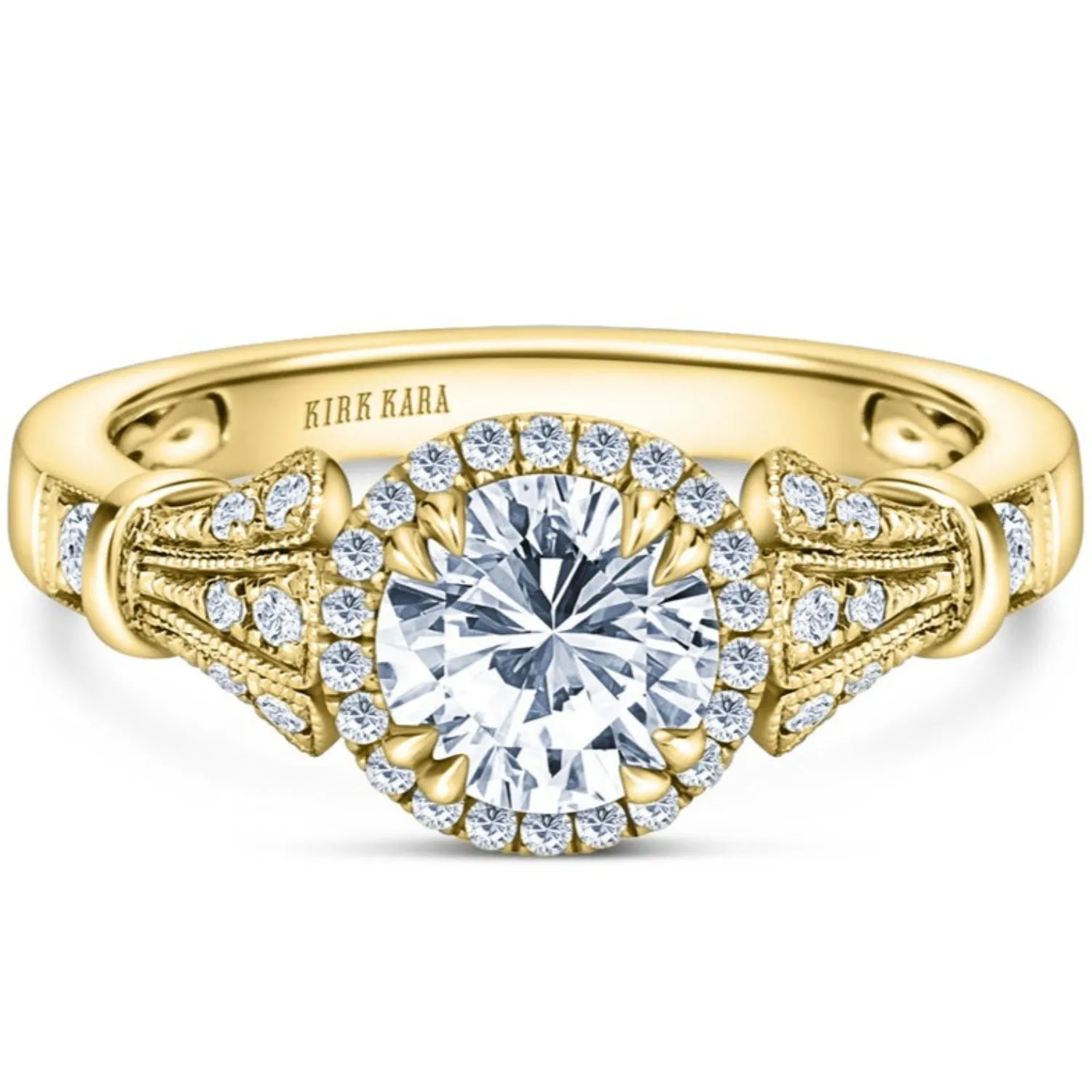 Kirk Kara "Lori" Round Cut Diamond Halo Engagement Ring