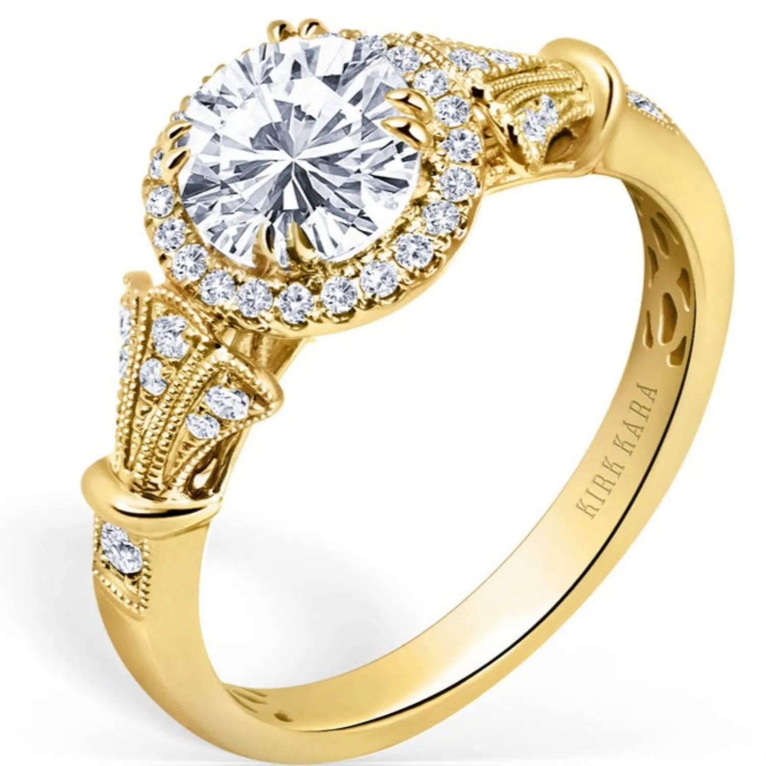 Kirk Kara "Lori" Round Cut Diamond Halo Engagement Ring