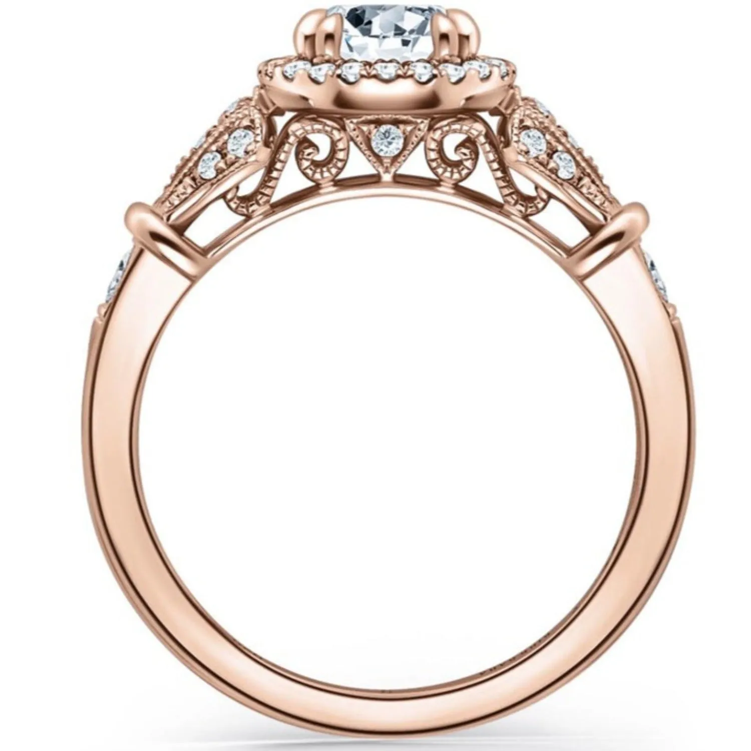 Kirk Kara "Lori" Round Cut Diamond Halo Engagement Ring