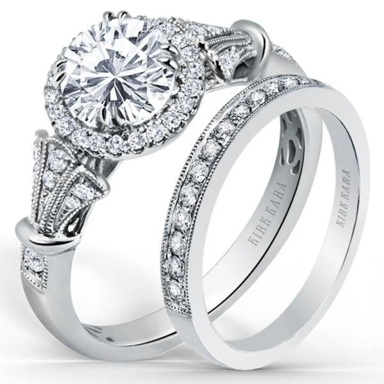 Kirk Kara "Lori" Round Cut Diamond Halo Engagement Ring