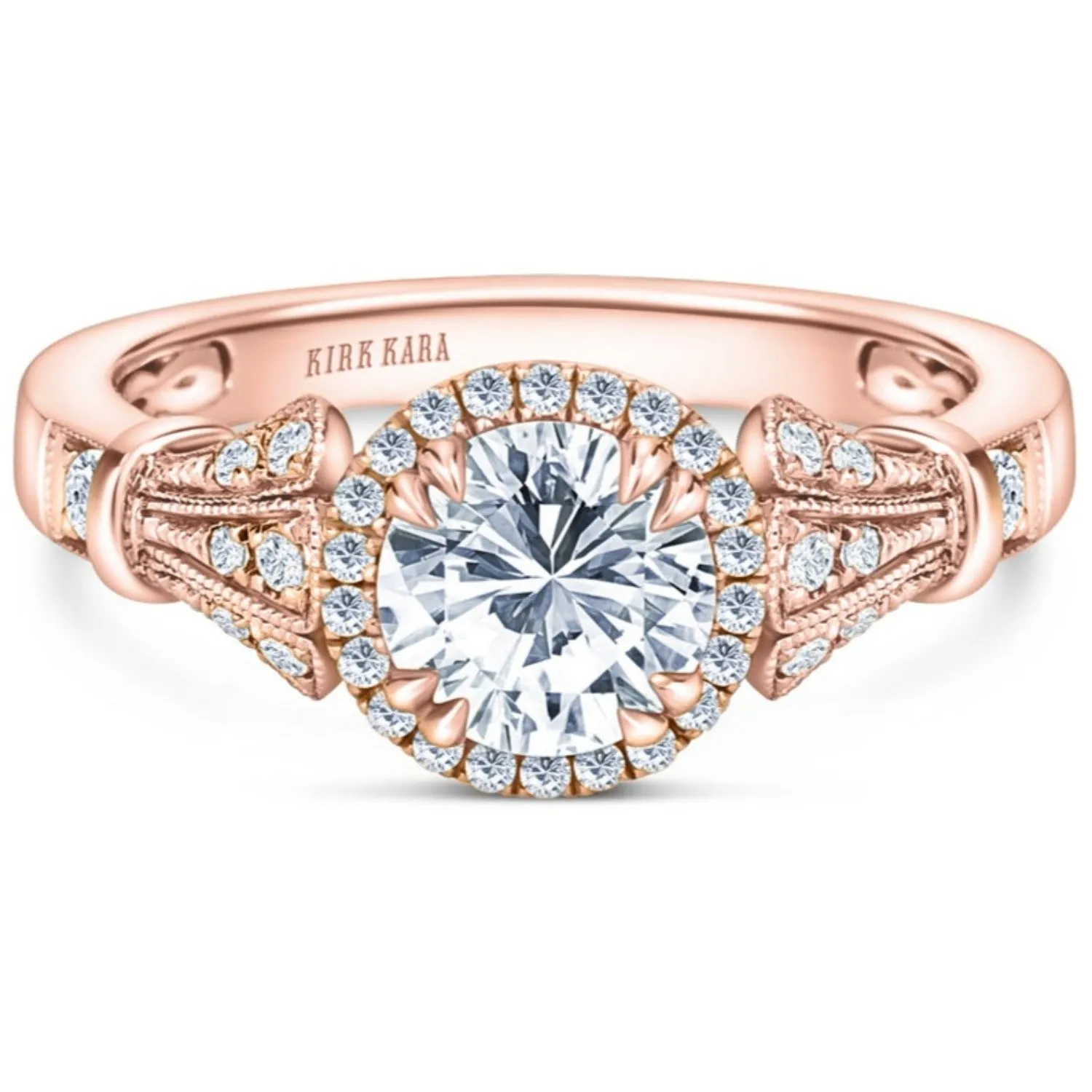 Kirk Kara "Lori" Round Cut Diamond Halo Engagement Ring