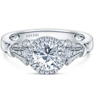 Kirk Kara "Lori" Round Cut Diamond Halo Engagement Ring