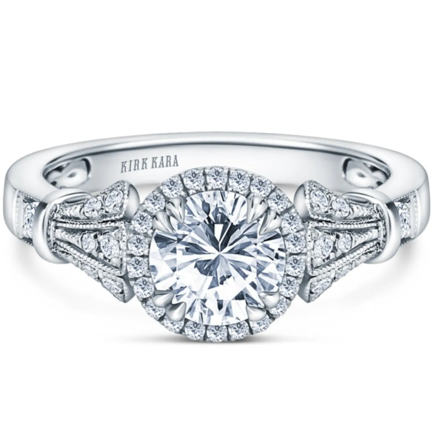 Kirk Kara "Lori" Round Cut Diamond Halo Engagement Ring