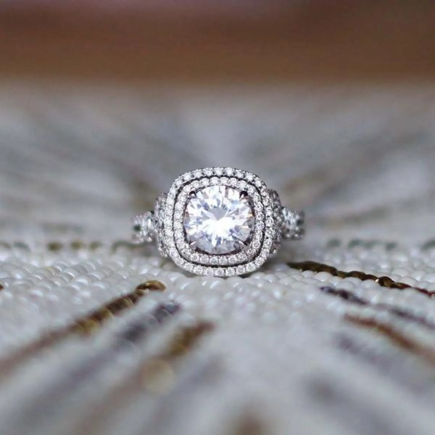 Kirk Kara "Pirouetta" Double Halo Diamond Engagement Ring