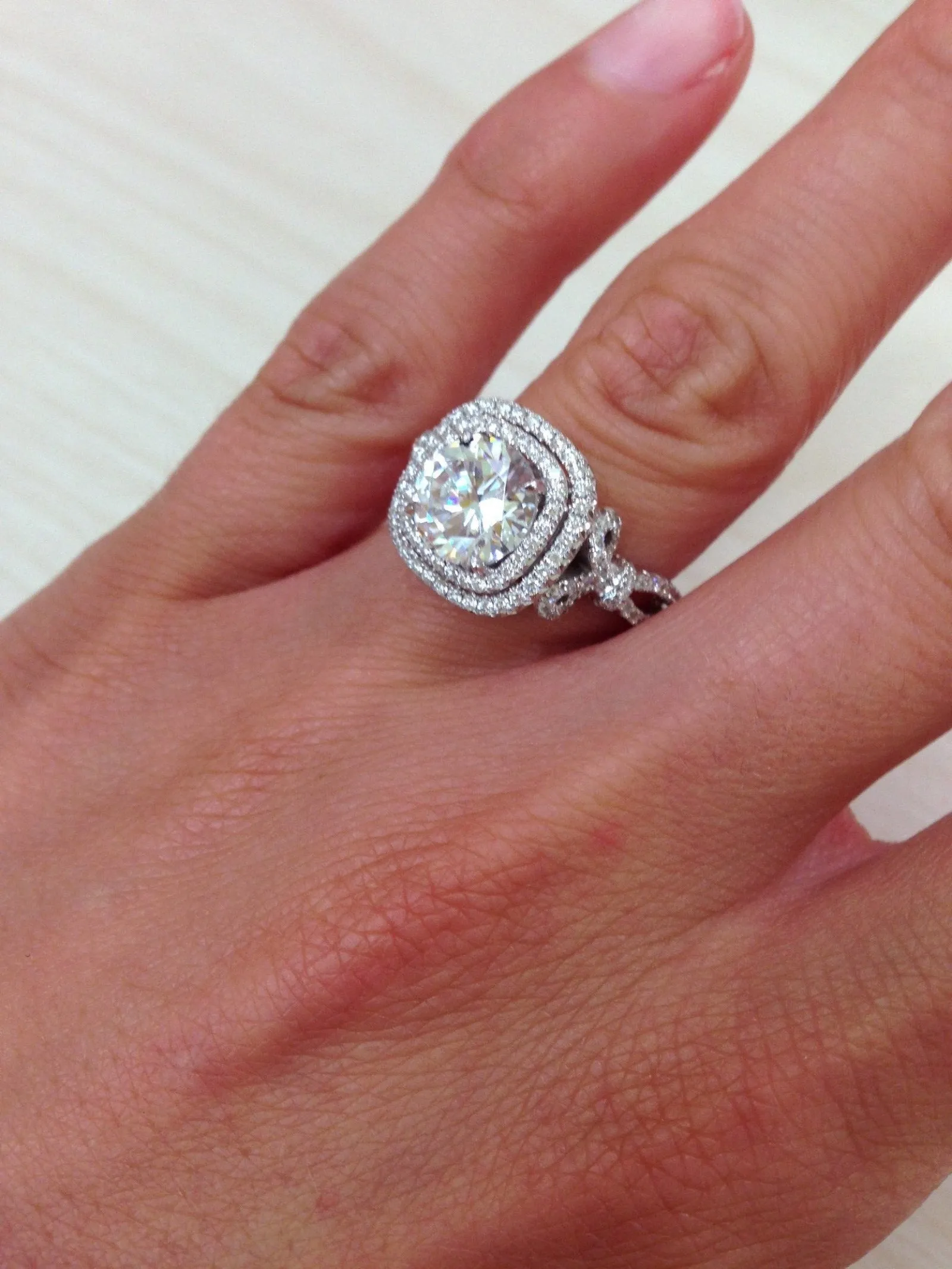 Kirk Kara "Pirouetta" Double Halo Diamond Engagement Ring
