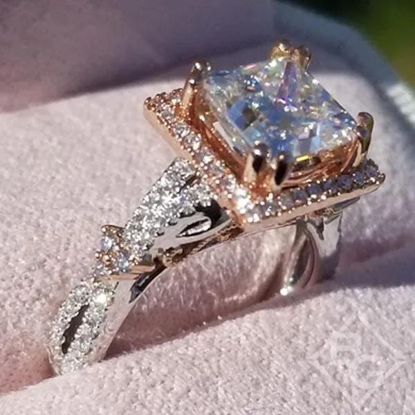 Kirk Kara "Pirouetta" Princess Cut Two-Tone Halo Diamond Engagement Ring