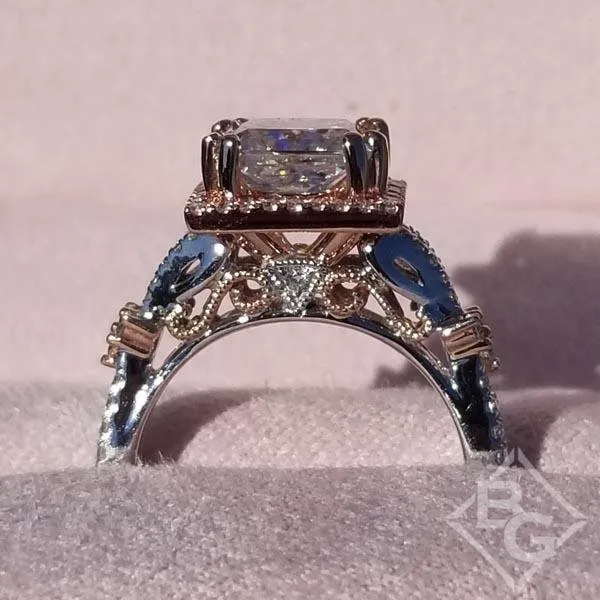 Kirk Kara "Pirouetta" Princess Cut Two-Tone Halo Diamond Engagement Ring