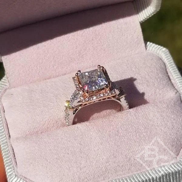 Kirk Kara "Pirouetta" Princess Cut Two-Tone Halo Diamond Engagement Ring