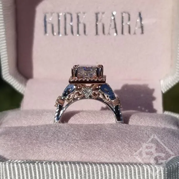 Kirk Kara "Pirouetta" Princess Cut Two-Tone Halo Diamond Engagement Ring