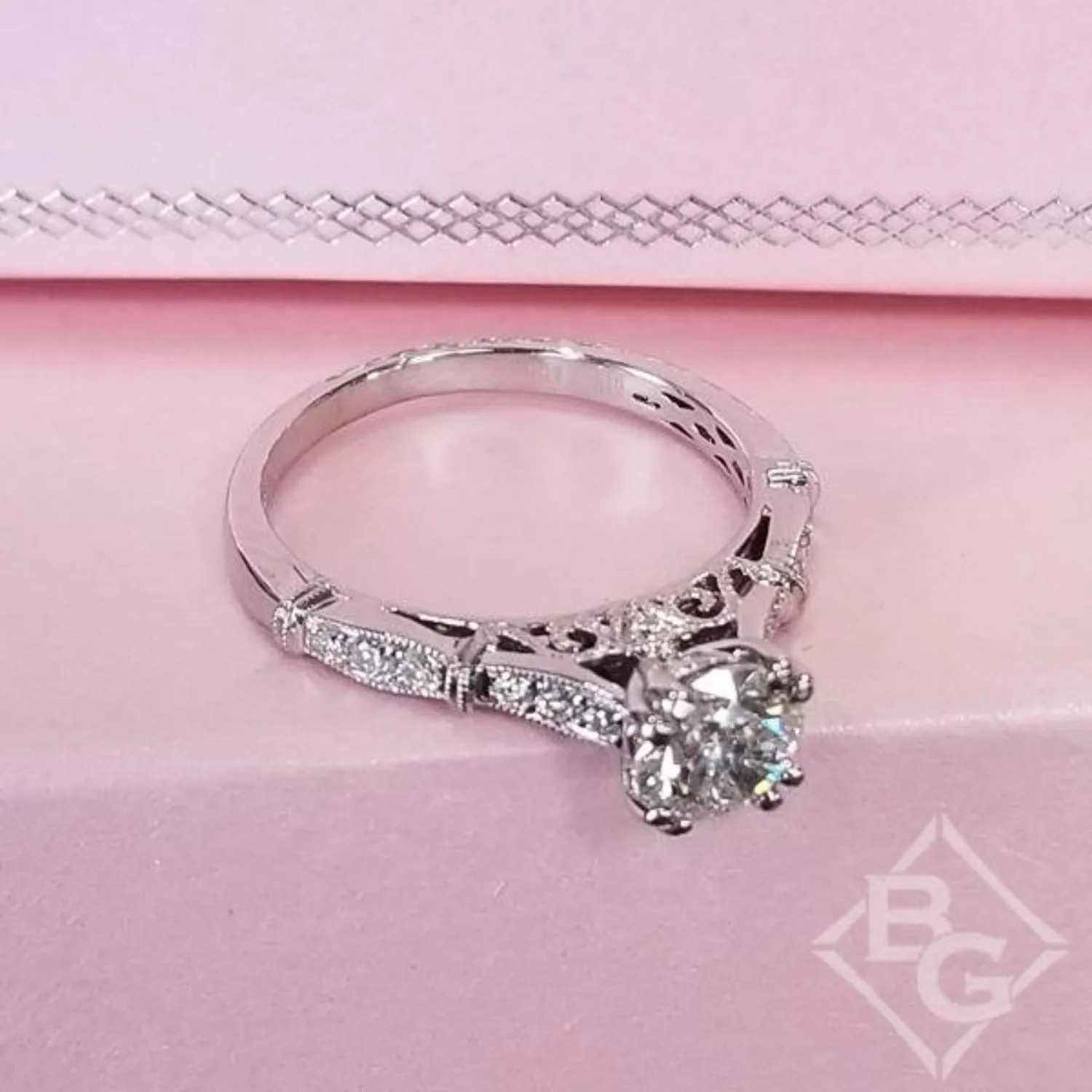 Kirk Kara "Stella" Vintage Style Diamond Engagement Ring