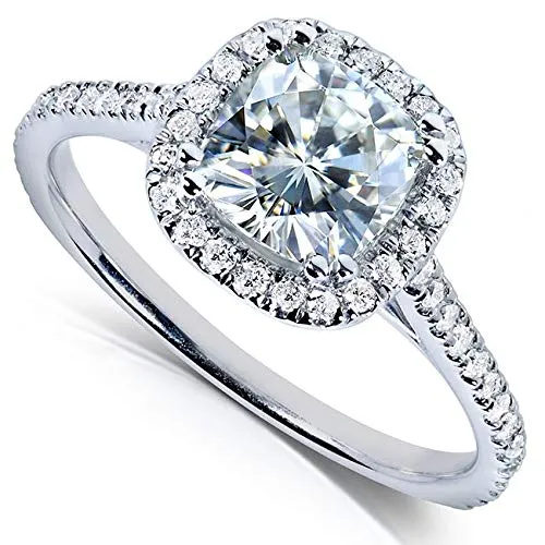 Kobelli Cushion-cut Moissanite Engagement Ring 1 1/3 CTW 14k White Gold, Size 8
