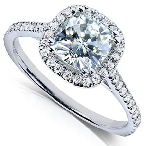 Kobelli Cushion-cut Moissanite Engagement Ring 1 1/3 CTW 14k White Gold, Size 8