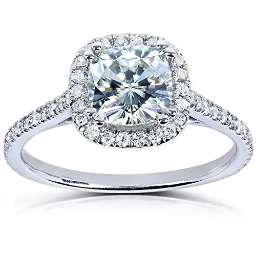 Kobelli Cushion-cut Moissanite Engagement Ring 1 1/3 CTW 14k White Gold, Size 8
