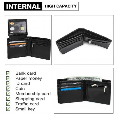 Kono Business Casual RFID Blocking Mens Wallet - Black