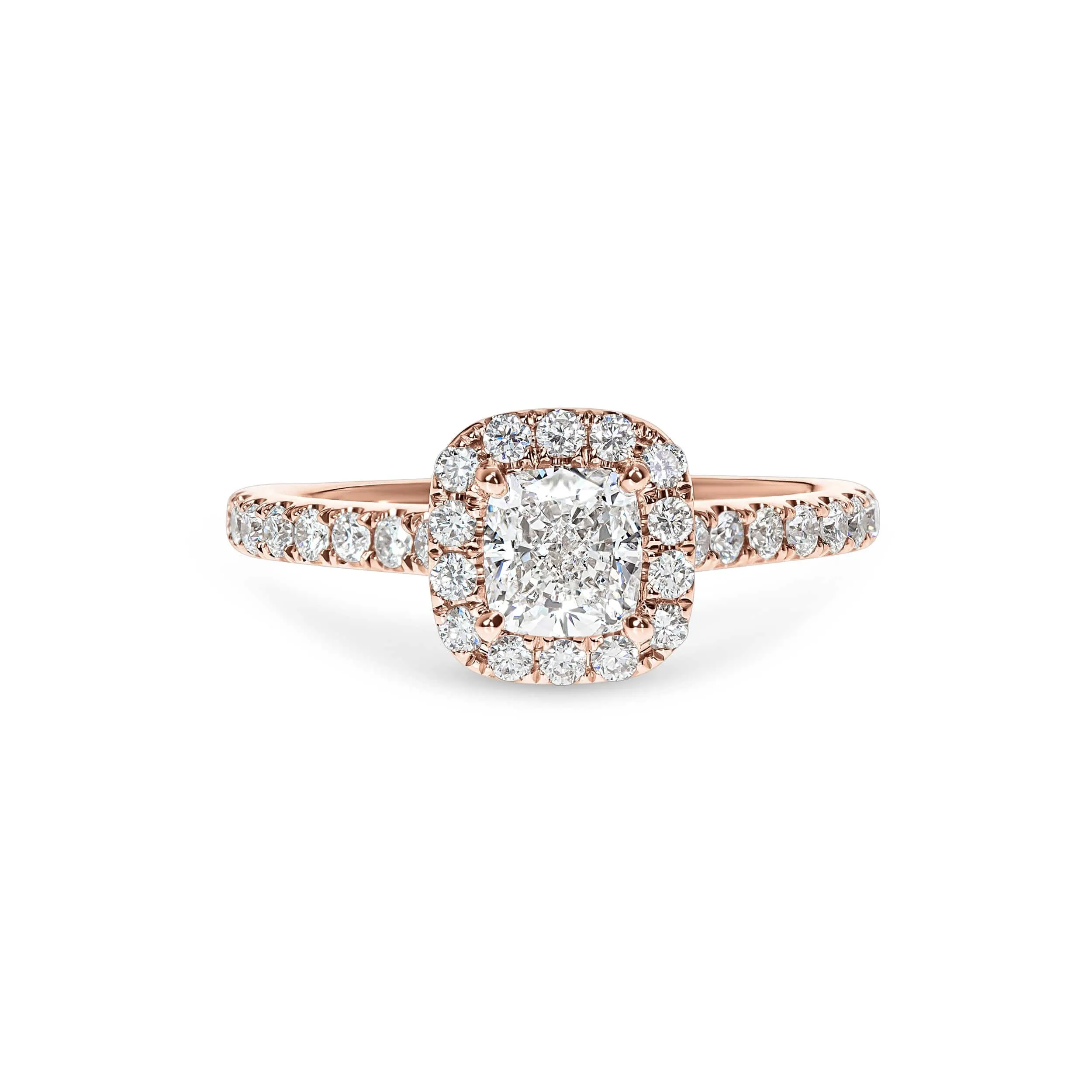 Lab Grown Adelaide Cushion Diamond Halo & Sidestones Engagement Ring