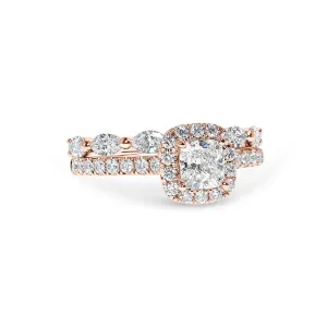 Lab Grown Adelaide Cushion Diamond Halo & Sidestones Engagement Ring