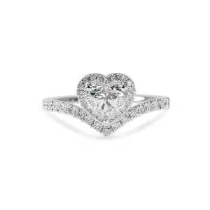Lab Grown Charlotte Heart Shape Diamond Halo & Sidestone Engagement Ring