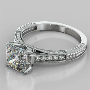 Lab Grown Diamond Asscher Cut Vintage-Style Engagement Ring