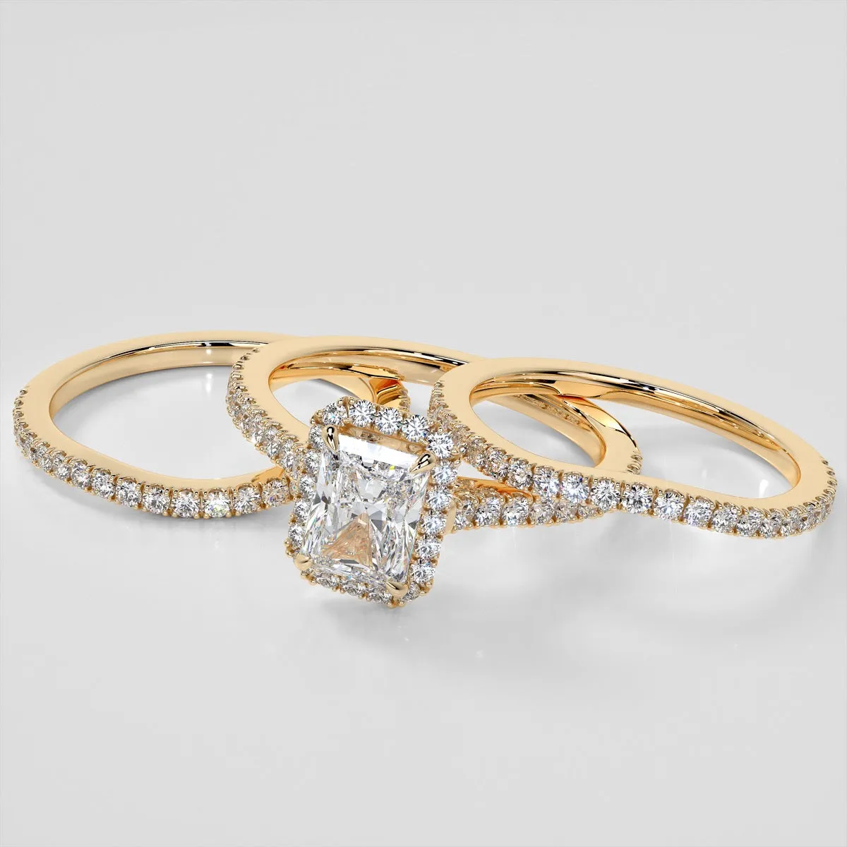 Lab Grown Diamond Radiant Cut Halo Engagement Ring With Accents
