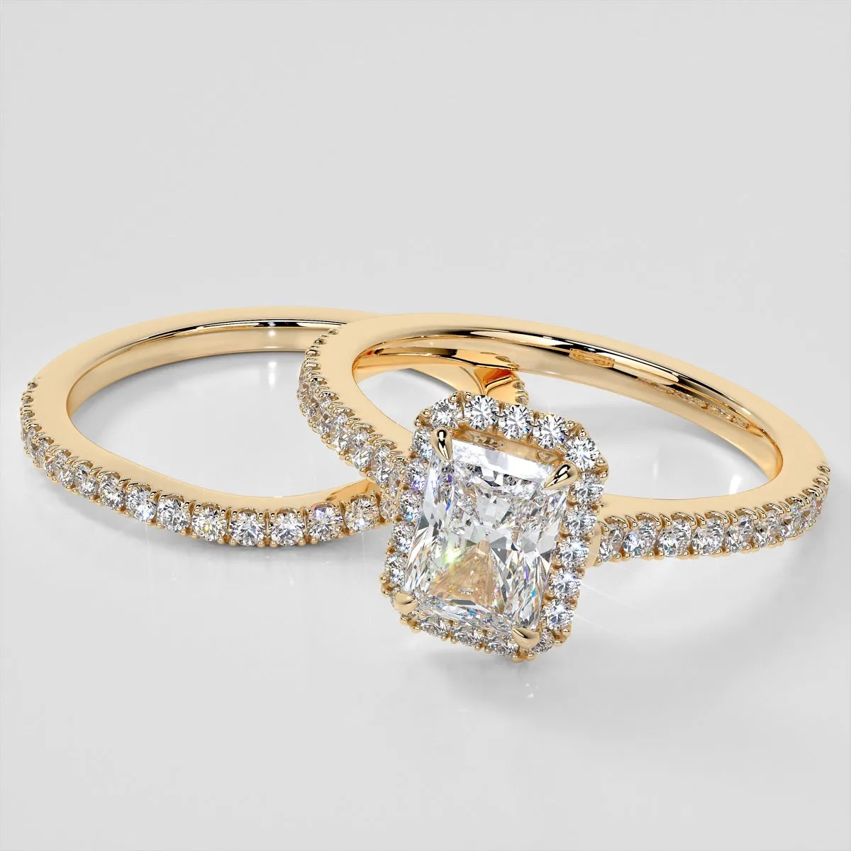 Lab Grown Diamond Radiant Cut Halo Engagement Ring With Accents