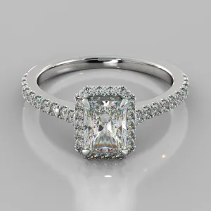 Lab Grown Diamond Radiant Cut Halo Engagement Ring With Accents