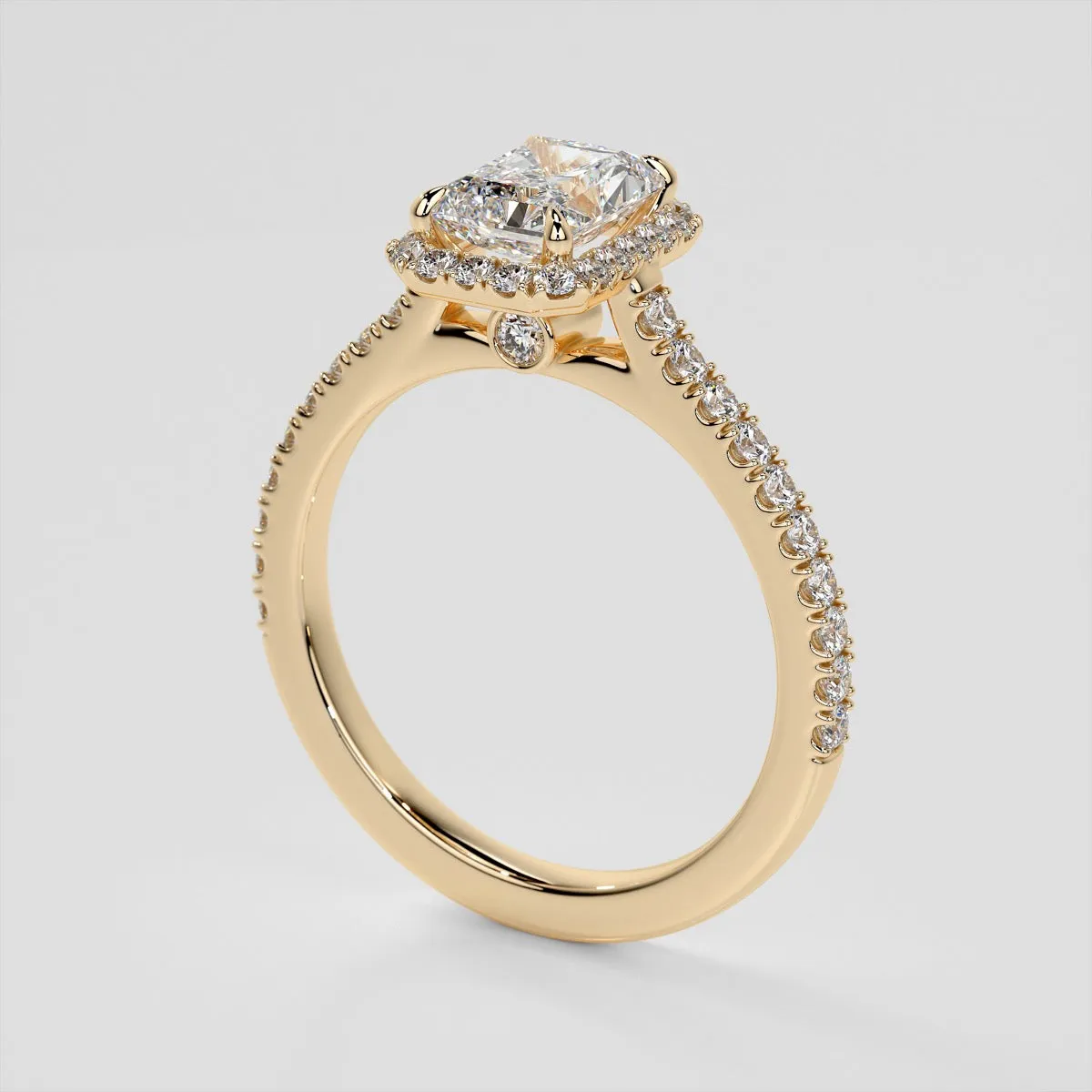 Lab Grown Diamond Radiant Cut Halo Engagement Ring With Accents
