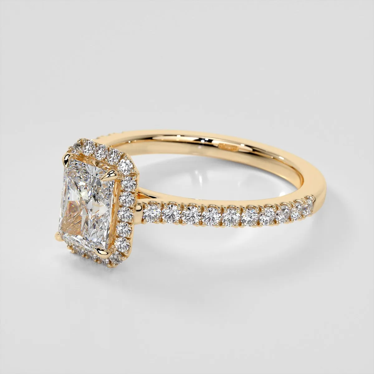 Lab Grown Diamond Radiant Cut Halo Engagement Ring With Accents