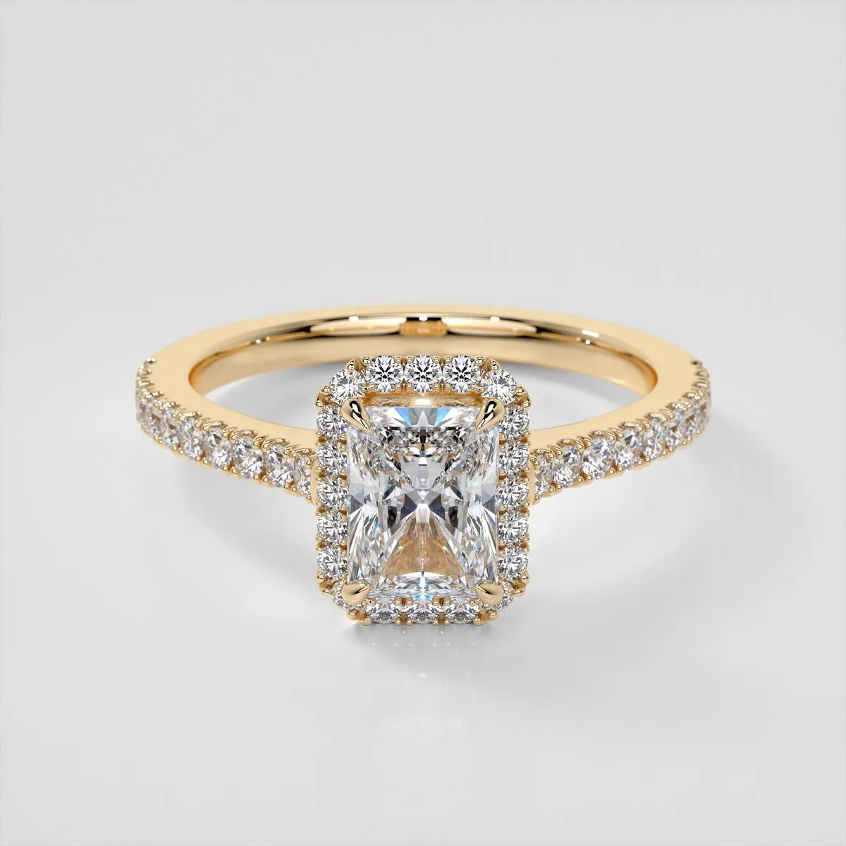 Lab Grown Diamond Radiant Cut Halo Engagement Ring With Accents