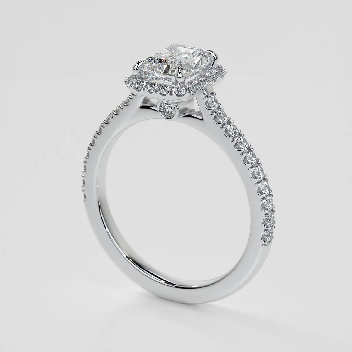 Lab Grown Diamond Radiant Cut Halo Engagement Ring With Accents