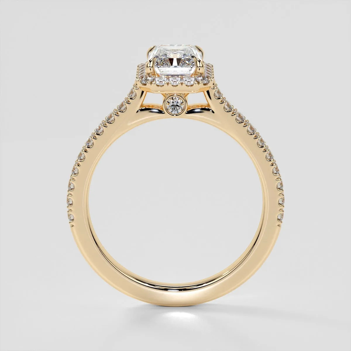 Lab Grown Diamond Radiant Cut Halo Engagement Ring With Accents